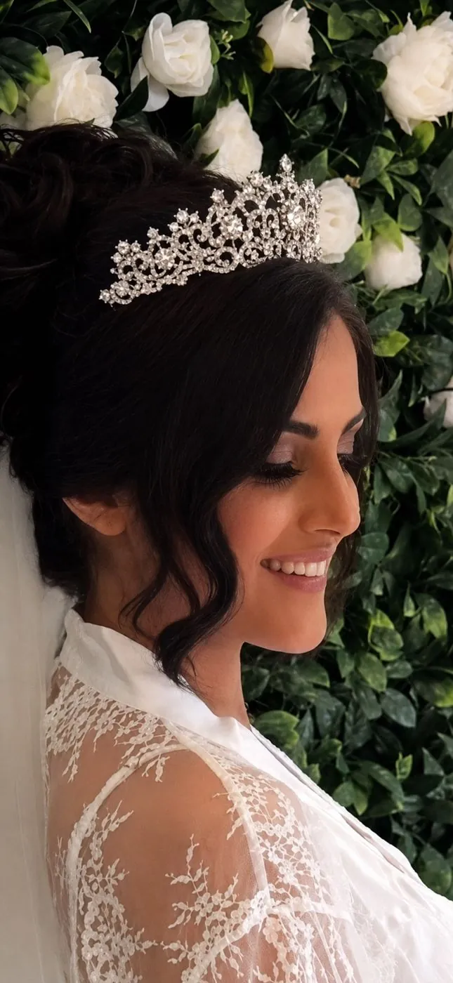 Bridal updo with tiara at Hair by Heidi
