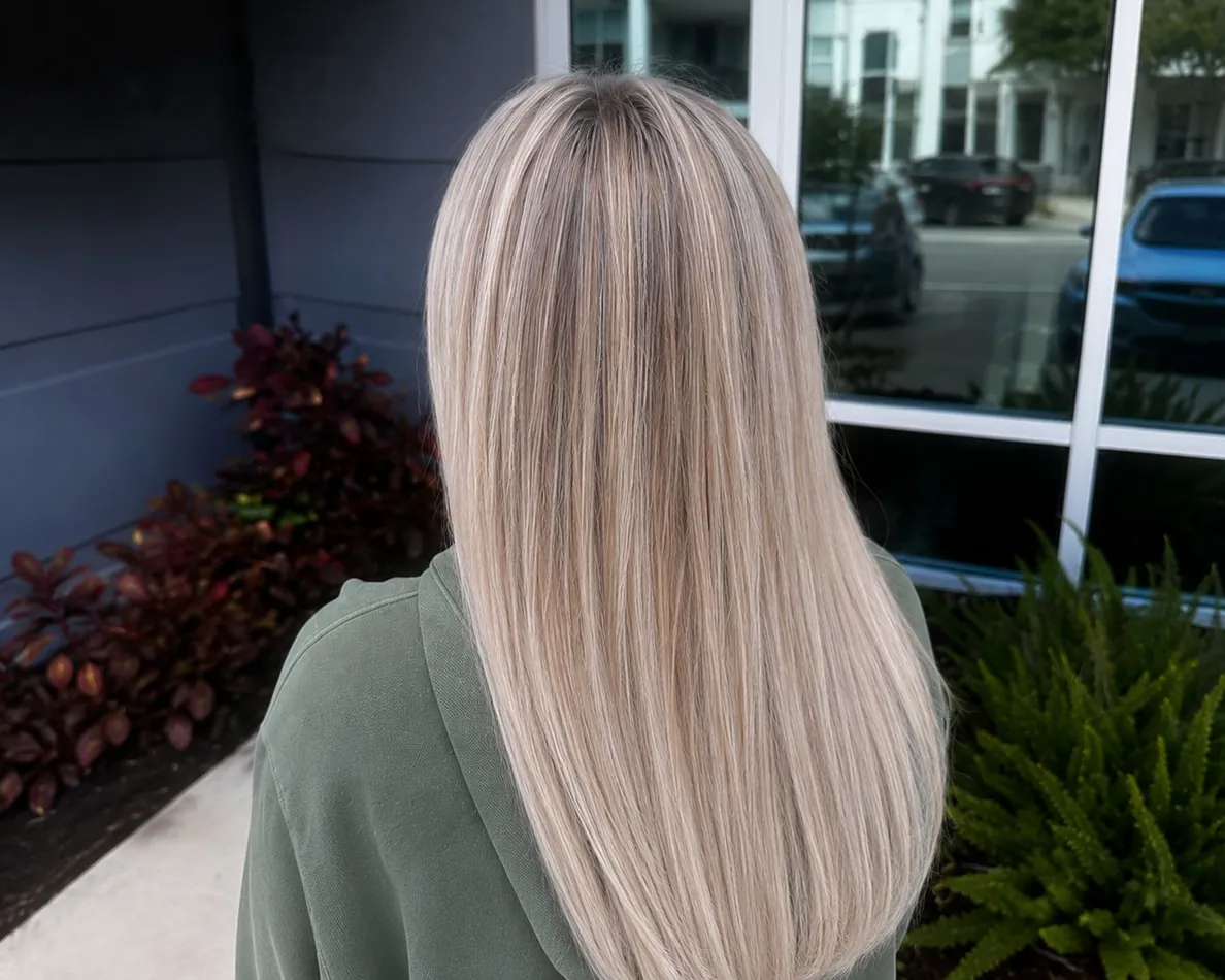 Blonde balayage hair color result at Hair by Heidi