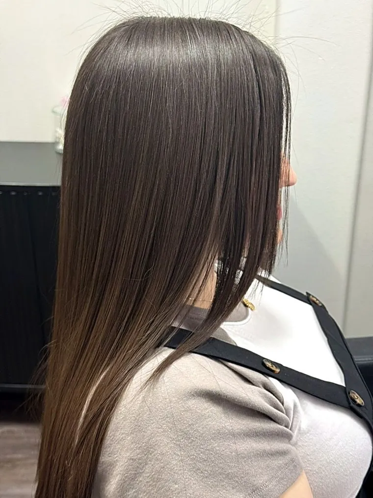 Smooth, glossy keratin-treated hair at Hair by Heidi